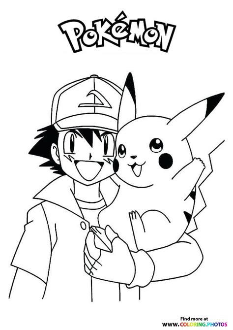 Ash And Pikachu Coloring Page